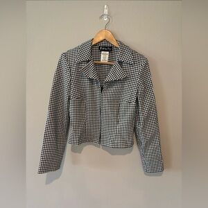 VINTAGE ALL‎ ABOUT JAZZ Women’s Gingham Zip Up Collared Jacket Cropped Size 5/6